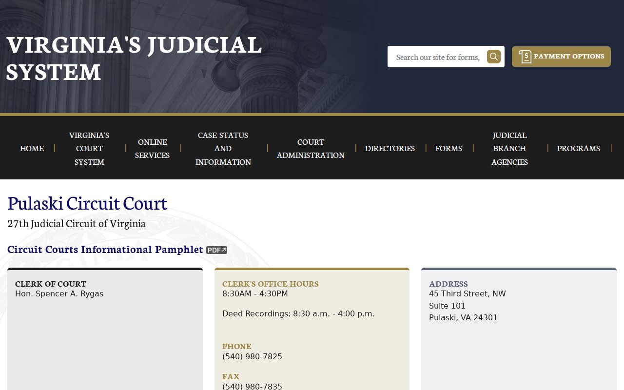 Pulaski County Circuit Court criminal case schedule and policies