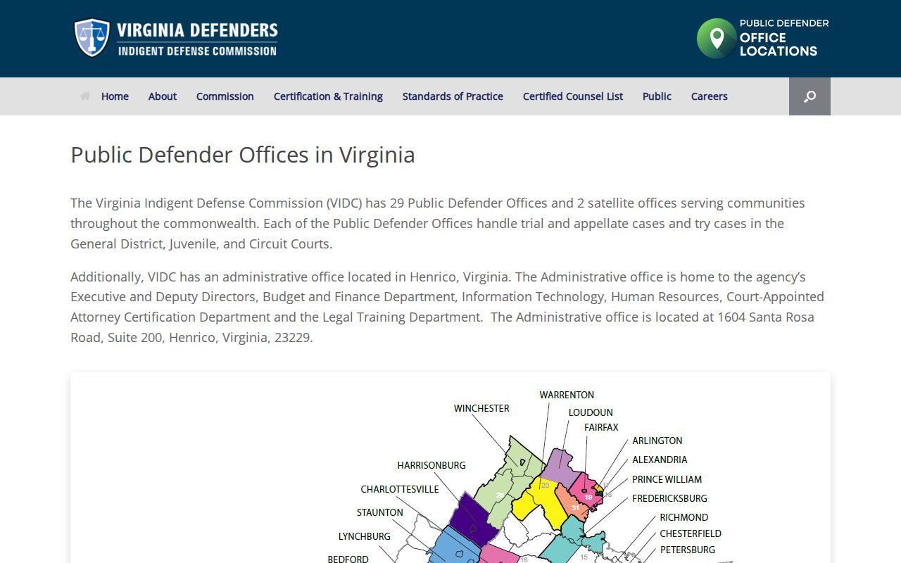 Pulaski County public defender office listing for criminal court cases