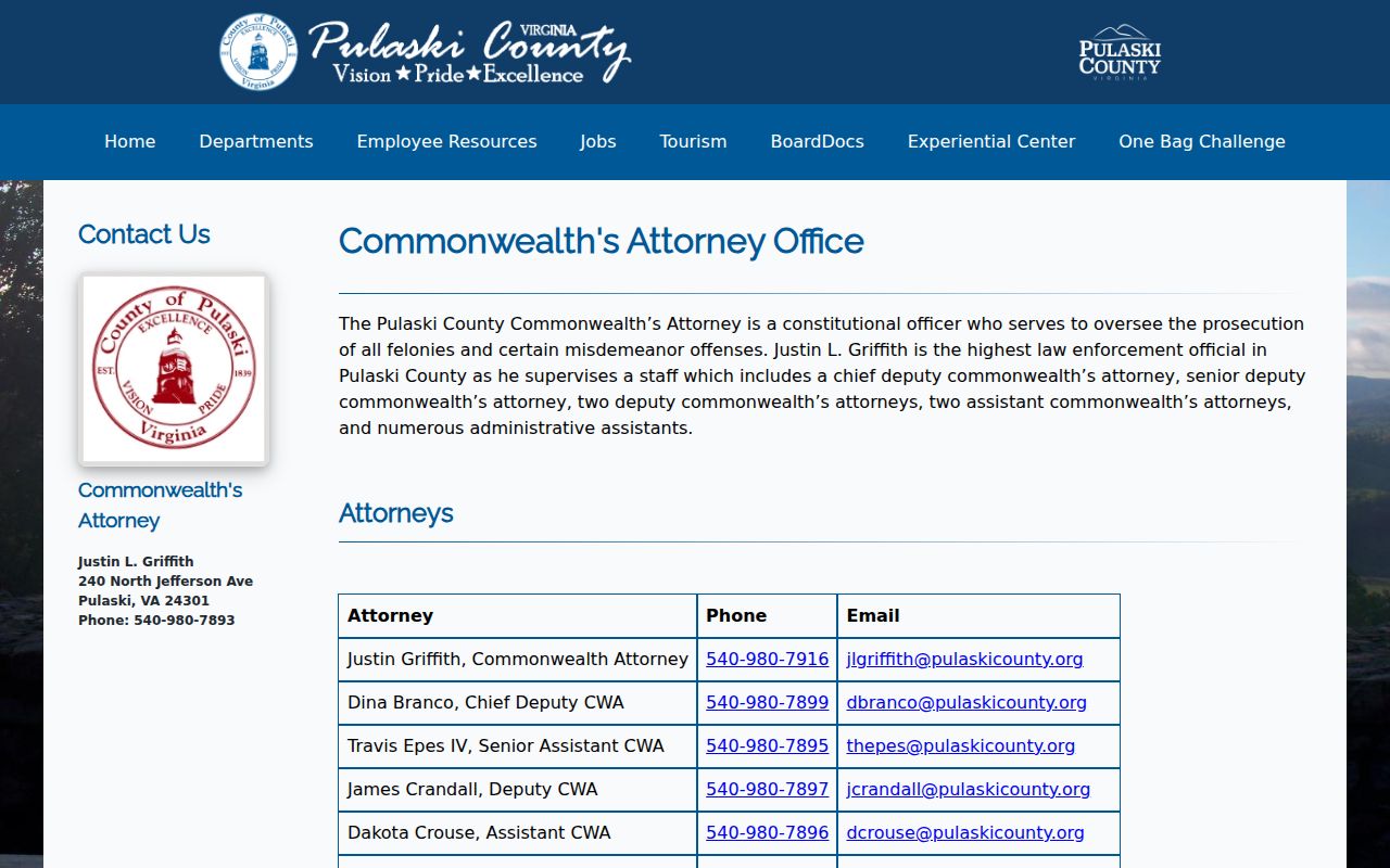 Pulaski County Commonwealth Attorney court records office information