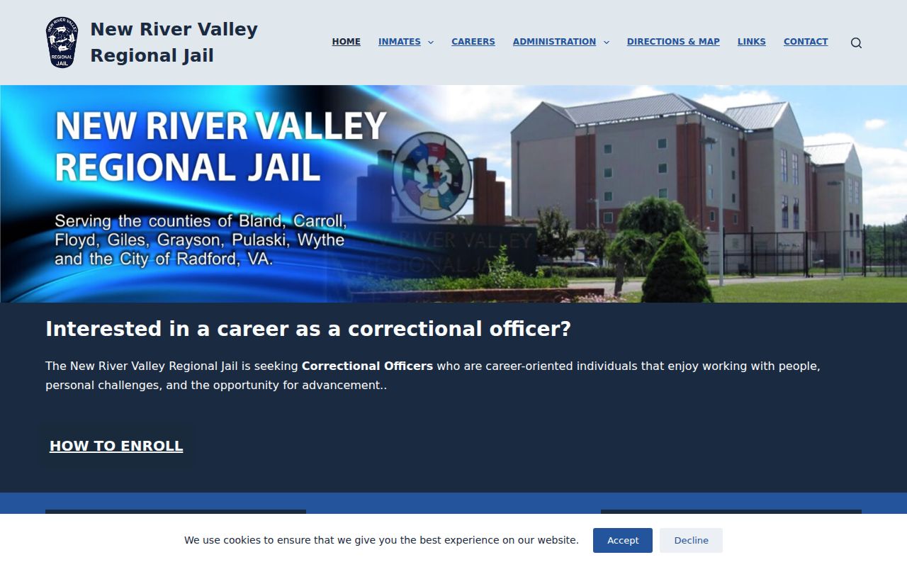 Pulaski County arrest booking information on the regional jail website