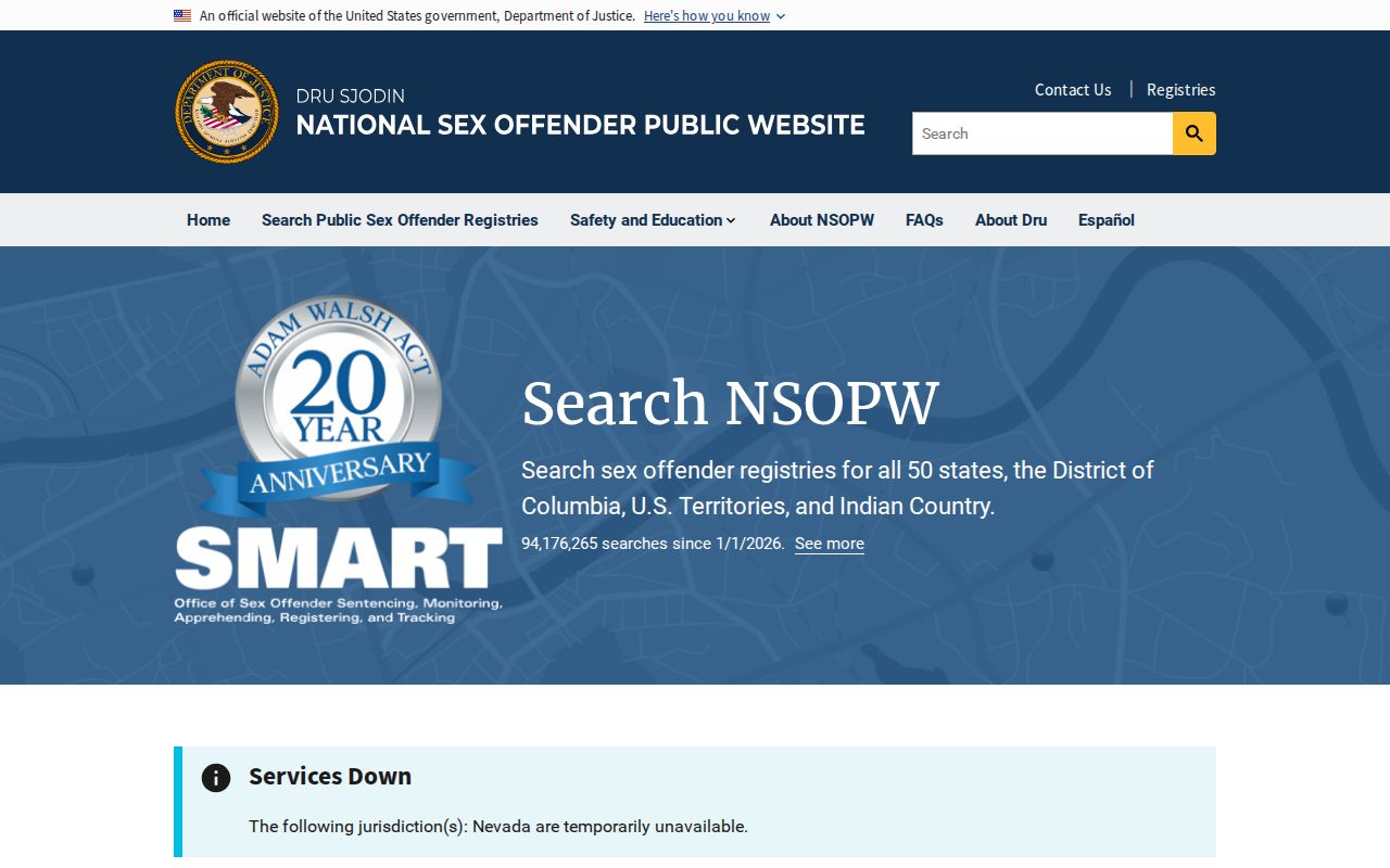 NSOPW nationwide supplement for a Pulaski County sex offender search